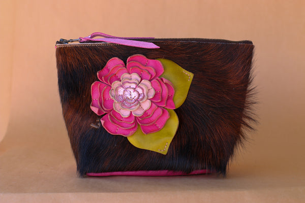 Cowhide Makeup Bag