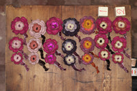 Pink & Purple Leather Flower Hair Ties