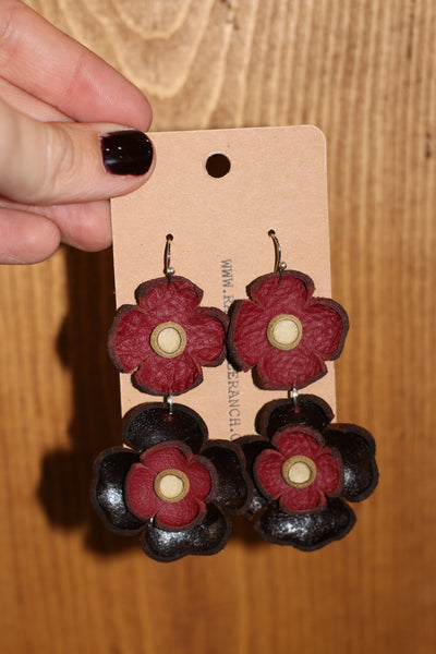 Leather Flower Earrings