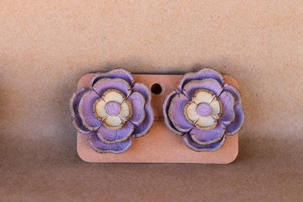 Leather Flower Earrings