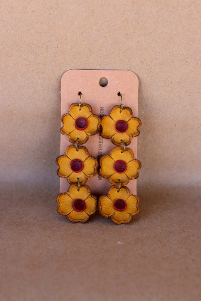 Leather Flower Earrings