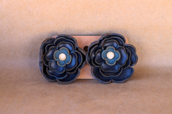 Leather Flower Earrings