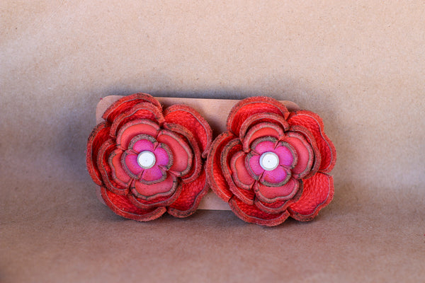 Leather Flower Earrings