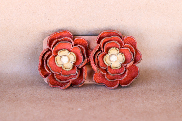 Leather Flower Earrings