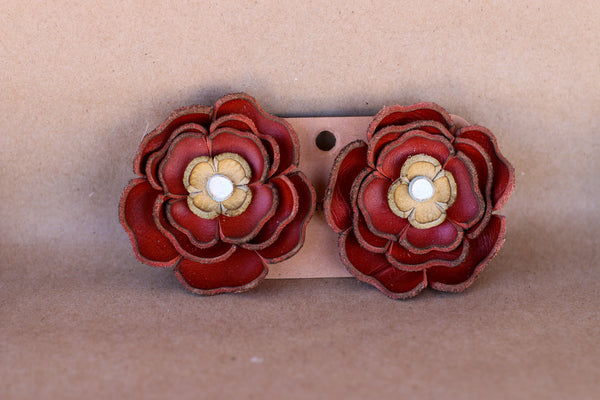 Leather Flower Earrings