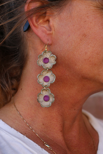 Leather Flower Earrings